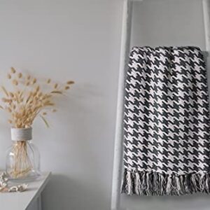 Pattern Throw Blanket 50x60 - 100% Cotton Throw Blanket with Fringe for Couch Bed Chair - Unique Designed Bed Throw Blanket - Warm Cozy Knitted Stripes Throw Blanket - Decorative Farmhouse Blanket
