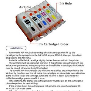 Colorpro Empty Compatible PGI-250 CLI-251 Refillable Ink Cartridge with Auto Reset Chip Replace for Canon MG7120 MG7520 IP8720 Printer (6 Colors)