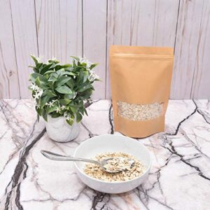 50 Pcs Self Sealing Sealable Packaging Paper Bags Waterproof Transparent Window Brown Stand Up Zipper Pouches Can Reusable for Food Tea Coffee bags Beans Nuts Seeds Dried Fruits Pouch (5.9"x8.6")…