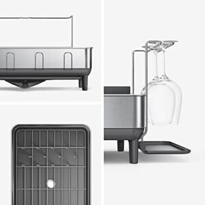 simplehuman Kitchen Dish Drying Rack and Slim Sink Caddy Sponge Holder Bundle, Stainless Steel