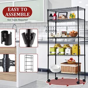 5 Tier Shelf Wire Shelving Unit, NSF Heavy Duty Wire Shelf Metal Large Storage Shelves Height Adjustable Utility for Garage Kitchen Office Commercial Shelving Steel Layer Shelf - 14"x30"x60", Black