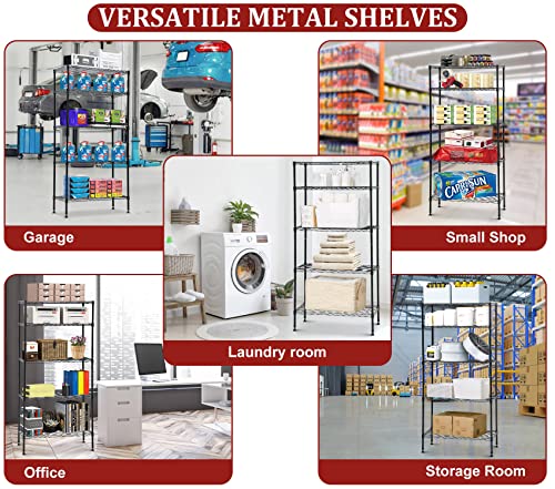 5 Tier Shelf Wire Shelving Unit, NSF Heavy Duty Wire Shelf Metal Large Storage Shelves Height Adjustable Utility for Garage Kitchen Office Commercial Shelving Steel Layer Shelf - 14"x30"x60", Black