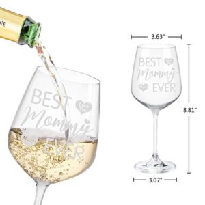 Best Mommy Ever Wine Glass, Funny Mom Wine Glass for Mother’s Day, Mom’s Birthday, Christmas, Baby Shower - Unique Mother’s Day Gift for Mom New Mom First Mom from Son Daughter Husband Friends