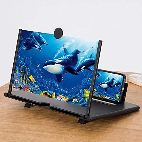 12”3D Screen HD Magnifier for Cell Phone - Smartphone Screen Magnifier for Gaming Movies Videos and Kids Studying Foldable Phone Stand Holder with Screen Amplifier - Compatible with All Smartphones