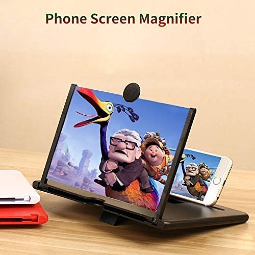 12”3D Screen HD Magnifier for Cell Phone - Smartphone Screen Magnifier for Gaming Movies Videos and Kids Studying Foldable Phone Stand Holder with Screen Amplifier - Compatible with All Smartphones