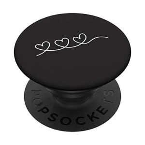 three white hearts love black popsockets swappable popgrip