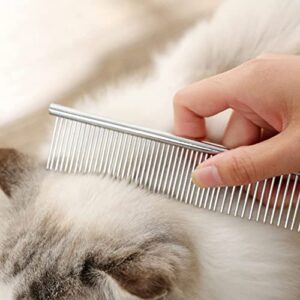 Dog Combs Cat Combs 3 Pack Pet Combs Stainless Steel Metal Comb Wide Tooth Comb&Dense Tooth Comb Flea Comb for Cats Dogs Dog Grooming Comb-Silver