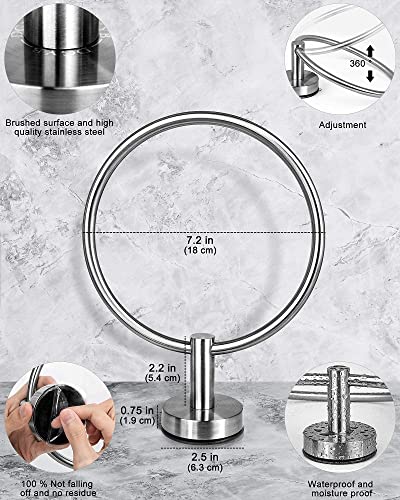 DGYB Suction Cup Hooks for Shower + Brushed Nickel Suction Cup Hand Towel Ring