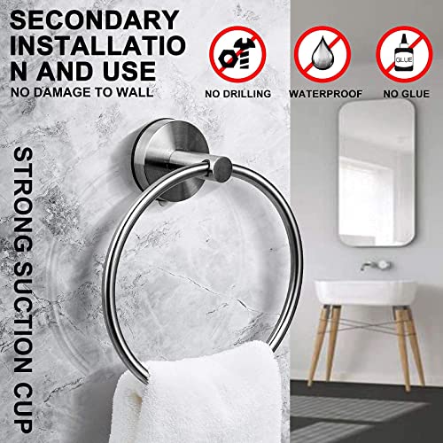 DGYB Suction Cup Hooks for Shower + Brushed Nickel Suction Cup Hand Towel Ring