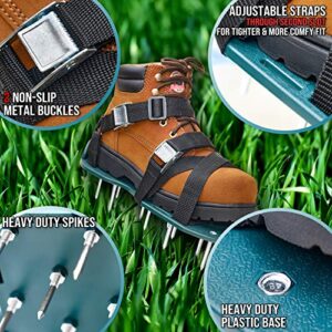 Jumbo Varieties Lawn Aerator Shoes - Heavy-Duty Lawn Aerating Sandals with Spikes - Dual Straps, Nonslip Metal Buckles, Stainless Steel Shovel - Soil Conditioner Spike Shoes for Garden, Yard Aeration