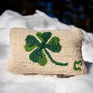 Chandler 4 Corners Artist-Designed Shamrock Hand-Hooked Wool Decorative Throw Pillow (8” x 12”)