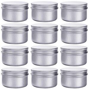 hulless 4 ounce aluminum cans 120 ml screw lid metal storage tins containers for storing spices, candies, lip balm, candles, 12 pcs.