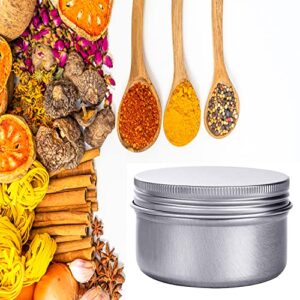 Hulless 4 Ounce Aluminum Cans 120 mL Screw Lid Metal Storage Tins Containers for Storing Spices, Candies, Lip Balm, Candles, 12 Pcs.