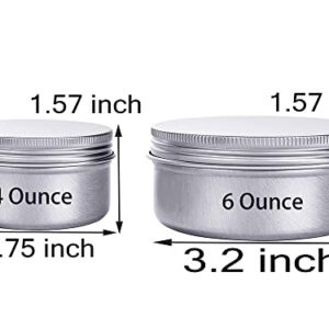 Hulless 4 Ounce Aluminum Cans 120 mL Screw Lid Metal Storage Tins Containers for Storing Spices, Candies, Lip Balm, Candles, 12 Pcs.