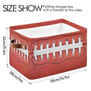 Storage Basket Cube American Football Laces Large Collapsible Toys Storage Box Bin Laundry Organizer for Closet Shelf Nursery Kids Bedroom,15x11x9.5 in,1 Pack