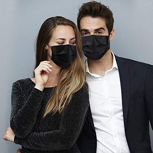 2000 PCS Bulk Black Face Masks (40 Packs, 50pcs/Pack), Non Woven Thick 3-Layers Breathable Facial Masks with Adjustable Earloop, Mouth and Nose Cover