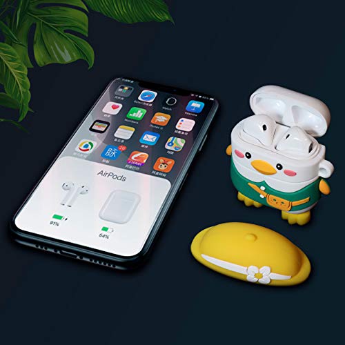 Gdpaddy Soft Silicone Case Cover Compatible with Apple AirPods 1&2,3D Cute Cartoon Shockproof Protective Earphone Case (White)