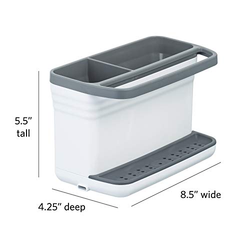 Glad Kitchen Sink Organizer Caddy with 2 Compartments | Sponge Holder for Soap, Scrubber Brush, and Dish Cloth | Drain Holes and Pour Spout Keeps Countertop Dry