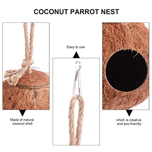 balacoo Coconut Bird House Hanging Natural Coconut Shell Bird Nest Bird Breeding Nest for Parakeets Budgerigar and Small Pet