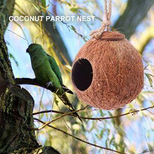 balacoo Coconut Bird House Hanging Natural Coconut Shell Bird Nest Bird Breeding Nest for Parakeets Budgerigar and Small Pet