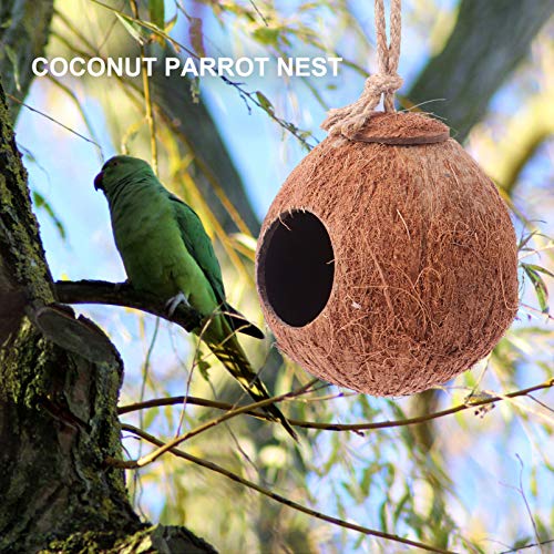 balacoo Coconut Bird House Hanging Natural Coconut Shell Bird Nest Bird Breeding Nest for Parakeets Budgerigar and Small Pet