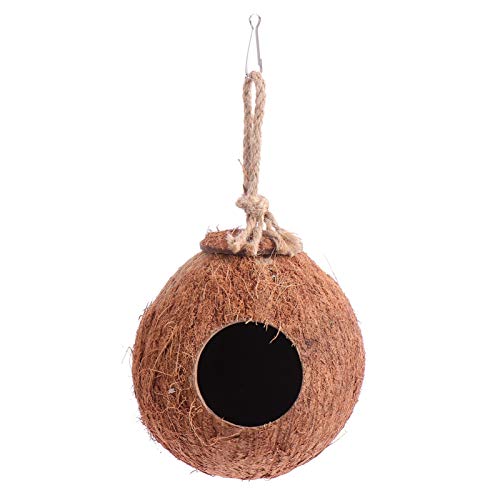 balacoo Coconut Bird House Hanging Natural Coconut Shell Bird Nest Bird Breeding Nest for Parakeets Budgerigar and Small Pet