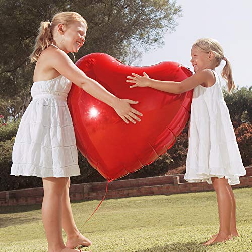 4 PCS Huge Heart Shaped Balloons, 32 Inches Romantic Large Red Foil Balloons for Engagement Wedding Valentines Day Anniversary Party Decorations