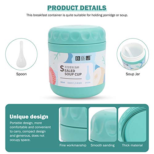 DOITOOL Insulated Lunch Container Insulated Food Jar Soup Lunch Container Bento Box Vacuum Thermal Microwavable Food Storage Container Flask with Spoon Green Water Cup