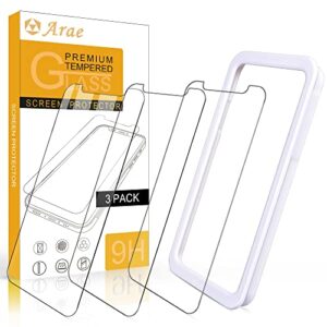 arae screen protector for iphone xr/iphone 11, hd tempered glass, anti scratch work with most case, 6.1 inch, 3 pack