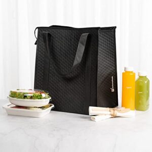 Cater Tek 14.9 x 13.1 x 9.4 Inch Food Delivery Bags, 10 Insulated Food Carriers - Leakproof, Reusable, Black Non Woven Fabric Catering Bags, For Hot Or Cold Meals