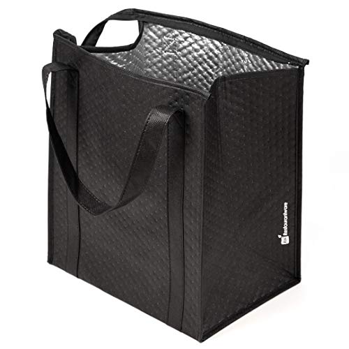 Cater Tek 14.9 x 13.1 x 9.4 Inch Food Delivery Bags, 10 Insulated Food Carriers - Leakproof, Reusable, Black Non Woven Fabric Catering Bags, For Hot Or Cold Meals