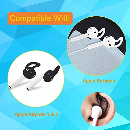 Generic Brands 8 Pairs Ear Covers Ear Hooks Professional Anti-Slip Silicone Earbuds Tips Compatible with Apple Airpods 1&2 (White + Black)