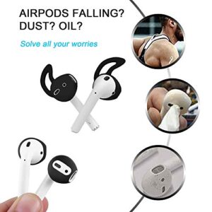 Generic Brands 8 Pairs Ear Covers Ear Hooks Professional Anti-Slip Silicone Earbuds Tips Compatible with Apple Airpods 1&2 (White + Black)