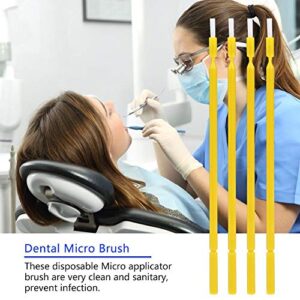 Garosa 100Pcs Interdental Brush 4 Colors Dental Disposable Micro Applicator Brush Sticks Oral Dental Hygiene Tooth Cleaning Tool Disposable Applicators(Yellow)