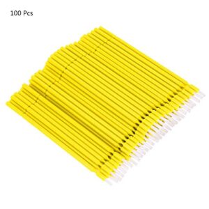 Garosa 100Pcs Interdental Brush 4 Colors Dental Disposable Micro Applicator Brush Sticks Oral Dental Hygiene Tooth Cleaning Tool Disposable Applicators(Yellow)