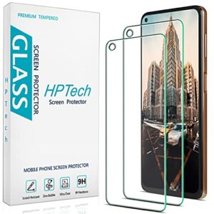 hptech (2-pack) designed for motorola moto g stylus (2021) tempered glass screen protector, 9h hardness, anti scratch, bubble free
