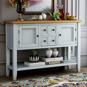 zsq buffet table, cambridge series sideboard table with bottom shelf, console table dining room server, entry table buffet cabinet sofa table (lime white)