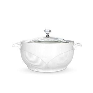 abhome ceramic soup tureen with glass lid porcelain serving tureen soup for restaurant home kitchen decoration cute ceramic covered tureens for soup, white porcelain (8.58 in)