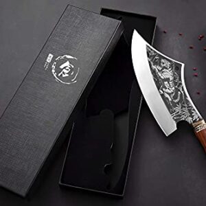 Golden Bird Meat Cleaver Knife Hand Forged Tiger Cleaver Heavy Duty Bone Chopper Outdoor Camping Knife Butcher Knife for Meat Cutting