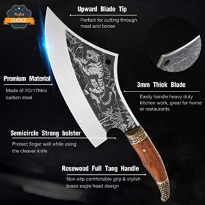 Golden Bird Meat Cleaver Knife Hand Forged Tiger Cleaver Heavy Duty Bone Chopper Outdoor Camping Knife Butcher Knife for Meat Cutting