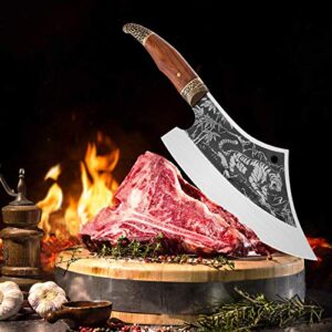 Golden Bird Meat Cleaver Knife Hand Forged Tiger Cleaver Heavy Duty Bone Chopper Outdoor Camping Knife Butcher Knife for Meat Cutting