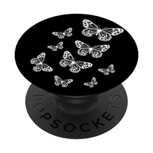 white butterflies black background popsockets swappable popgrip