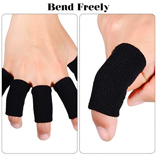 Civaner 12 Finger Sleeves for Arthritis Sports Finger Cots Breathable Elastic Finger Straps Joint Compression Protectors for Sport Relieve Painful Compression Pressure (Black)