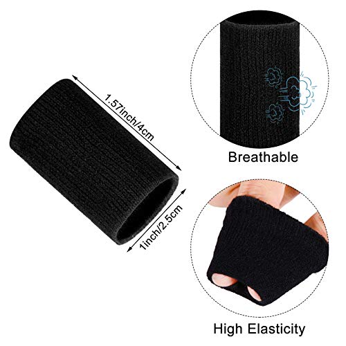 Civaner 12 Finger Sleeves for Arthritis Sports Finger Cots Breathable Elastic Finger Straps Joint Compression Protectors for Sport Relieve Painful Compression Pressure (Black)