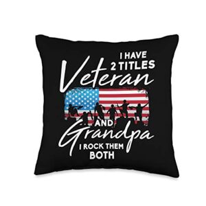 vepadesigns veteran cloth father gifts veteran grandpa american flag two titles grandfather gifts throw pillow, 16x16, multicolor