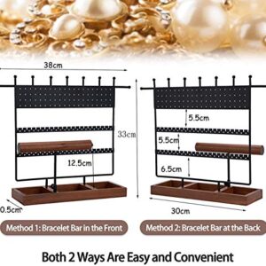 QILICHZ Earring Organizer Earring Stand 124 Holes Earring Holder Jewelry Stand Jewelry Holder Jewelry Organizer Jewelry Tower Rack with Wooden Tray for Home Use and Jewelry Display