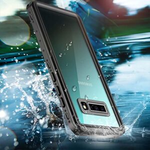 SPIDERCASE for Samsung Galaxy S10 Waterproof Case, Built-in Screen Protector Fingerprint Unlock with Film, Shockproof Full Body Cover Waterproof Case for Samsung Galaxy S10 6.1”, Black/Clear