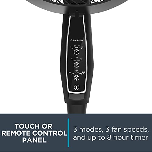 Rowenta Extreme Outdoor Fan with Remote 65 Inches Ultra Quiet Fan Oscillating, Portable, 3 Speeds, Digital Control VU4510, Black