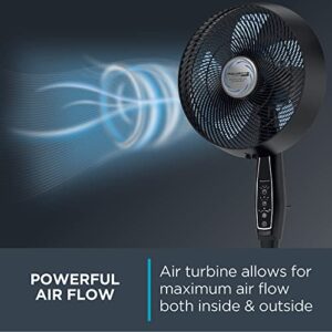 Rowenta Extreme Outdoor Fan with Remote 65 Inches Ultra Quiet Fan Oscillating, Portable, 3 Speeds, Digital Control VU4510, Black