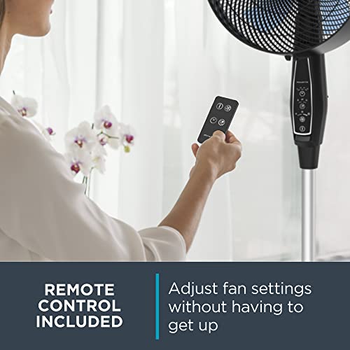 Rowenta Extreme Outdoor Fan with Remote 65 Inches Ultra Quiet Fan Oscillating, Portable, 3 Speeds, Digital Control VU4510, Black